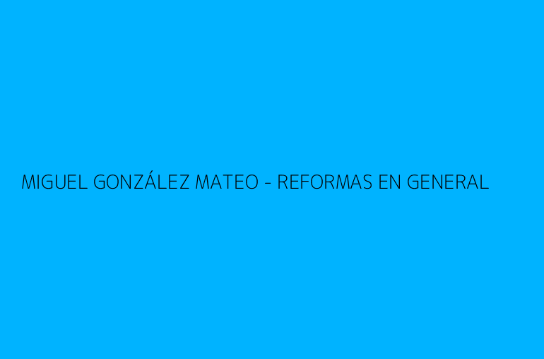 MIGUEL GONZÁLEZ MATEO - REFORMAS EN GENERAL